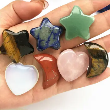 

1pc Natural Red Jasper Alabaster Rhodonite Quartz Crystals Star Moon Shaped Stone Healing Gemstone Lucky Stones Jewelry Making