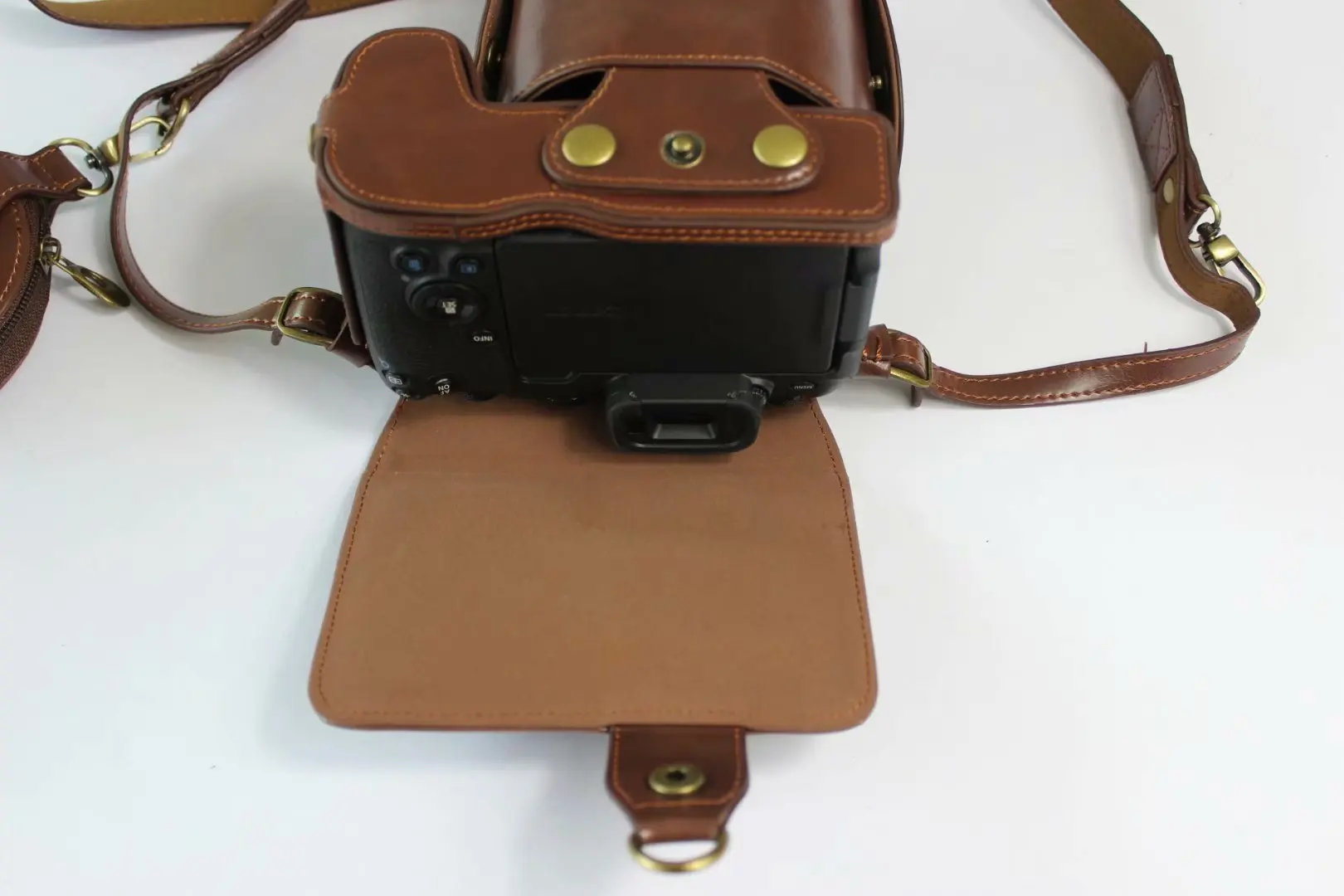 Pu Leather Camera Case Bag For Canon EOSR R EOSRP RP 24-105-45mm Lens Openning Bottom Cover With Strap Mini Pouch Wrist strap