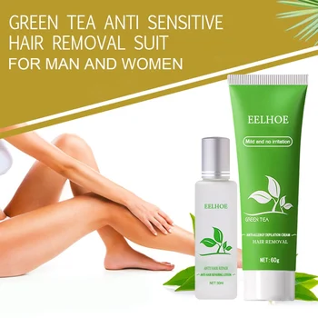 

2pcs Green Tea Anti-allergic Hair Removal Set Fresh and Deodorant Legs Armpits and Chest Private Parts Hair Removal Tools