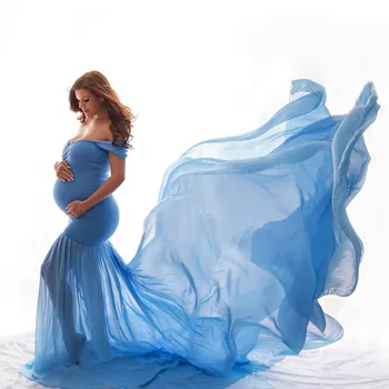

Long Maternity Photography Props Pregnancy Dress For Photo Shooting Off Shoulder Pregnant Dresses For Women Maxi Maternity Gown