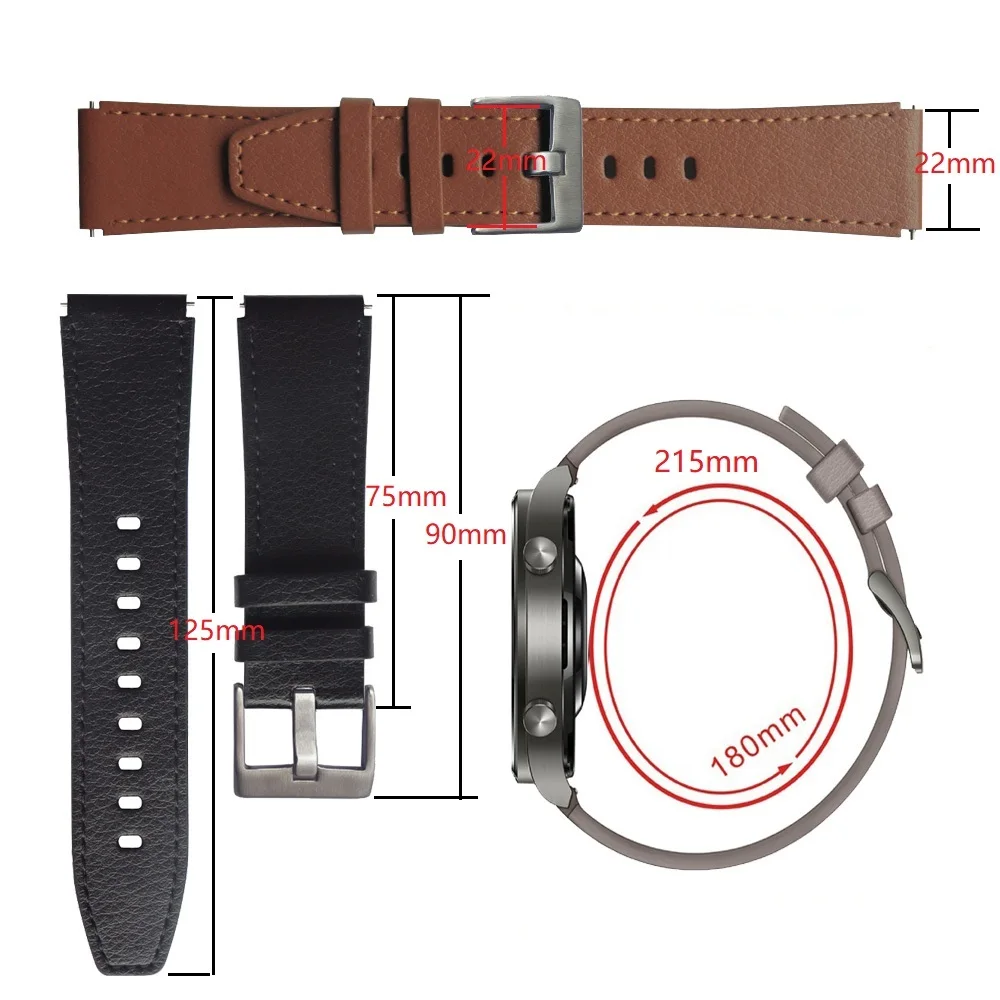 22mm Leather Smartwatch Sport Bracelet - Premium Wristband Strap