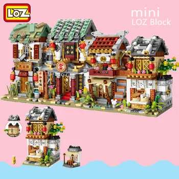 

New LOZ Creatored Mini Street View China Street Bun Shop Pawnshop Bistro Blacksmith Shop Building Blocks Toys for Children Gift