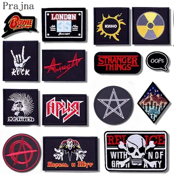 

Prajna Hippie Skull Patch Iron On Rock Patch Joker Embroidered Patches For Clothes Jacket Fabric Band Metal Music Applique Badge