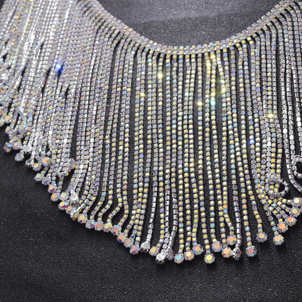 Crystal AB tassel rhinestone fringe trimming  (6)