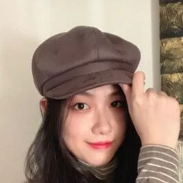 SILOQIN женские шапки Snapback Осень Зима Новая мода замша Newsboy шапки удобные для отдыха леди бренды восьмиугольная шляпа Chapeu - Цвет: Dark Gray