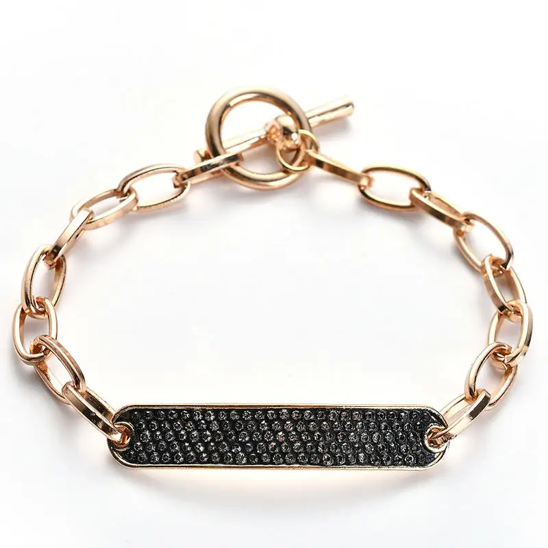 

1pc New Friendship Hand Decor Jewelry Alloy Geometric Simple Crystal Rhinestone Bracelet