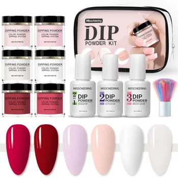 

10Pcs Dipping Nail Powder Set Starter Kit Series Color Natural Acrylic Dip Liqiud Brush Manicure Tool Nail Art Decorations Set