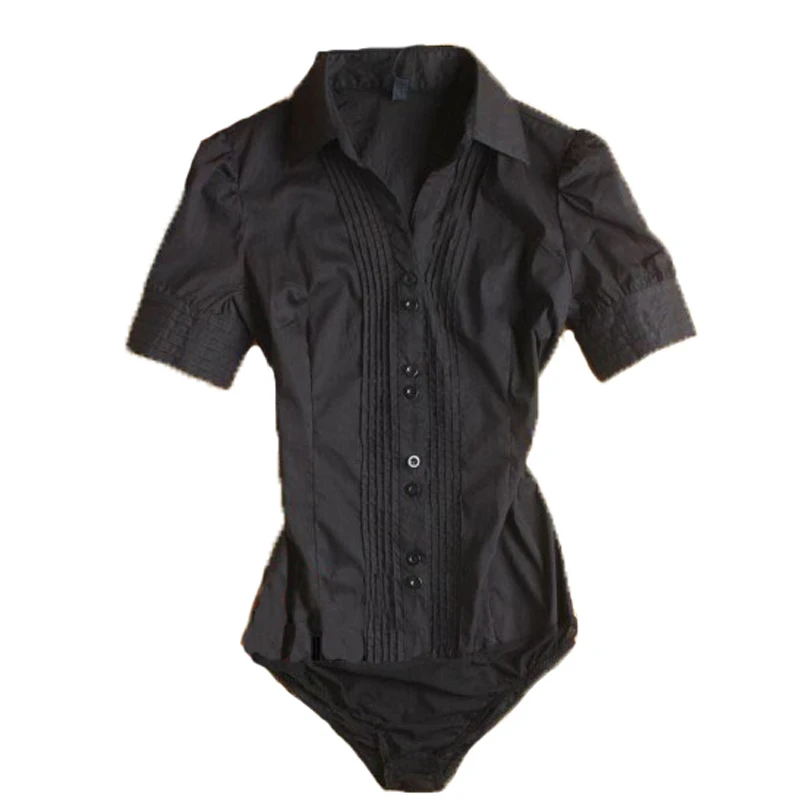 Short sleeve Black В продаже! Новая Женская Офисная плиссированная рубашка с длинным рукавом и v-образным вырезом, Женская рабочая одежда, S-4XL, черный, белый, синий SY0091 - Цвет: Short sleeve Black