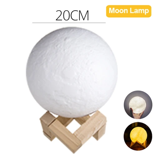 moon lamp 20cm USB перезаряжаемая 3D печать Лунная лампа ракета космический челнок лампа Настольные лампы для гостиной спальни прикроватный домашний декор - Цвет абажура: moon lamp 20cm