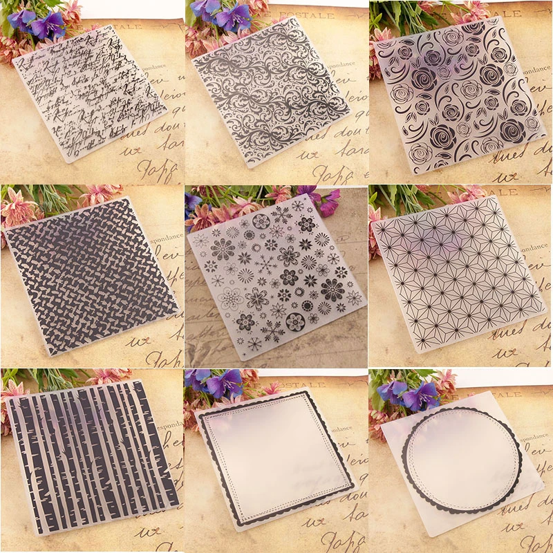 18 Design Plastic Embossing Folder For Scrapbooking Diy Photo Album Card 15x15cm Embossing Folders Aliexpress