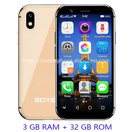 XS-golden-3-32 SOYES, новинка, XS Mini, 4G, смартфон, разблокированный, Android, смартфон, мобильный телефон, две sim-карты, Wifi, для лица, ID, Google Play, магазин, бесплатный Чехол, подарок - Цвет: XS-golden-3-32