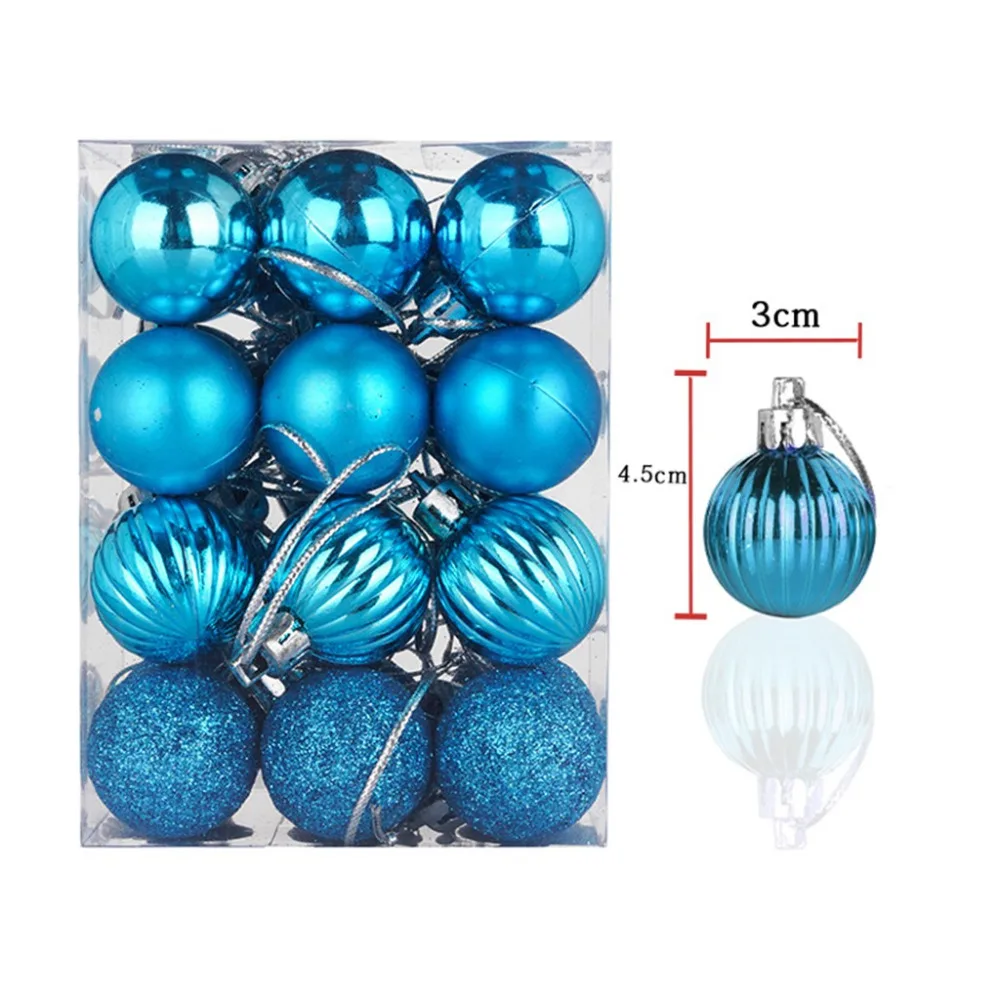 24pcs/lot 30mm Christmas Tree Decor Ball Bauble Hanging Xmas Party Ornament Decorations for Home Christmas Party Supplies&xs