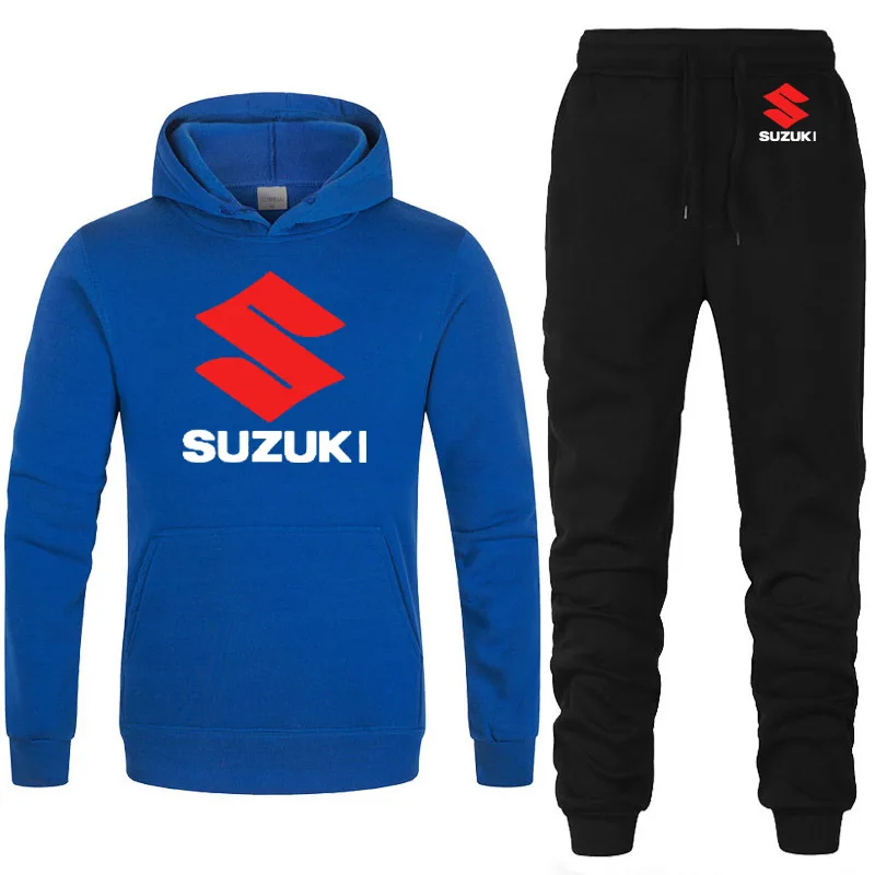Толстовки для мужчин, автомобиль Suzuki, принт логотипа, унисекс, толстовка, модная мужская толстовка с капюшоном в стиле хип-хоп harajuku, повседневные флисовые толстовки, штаны, костюм из 2 предметов - Цвет: 809