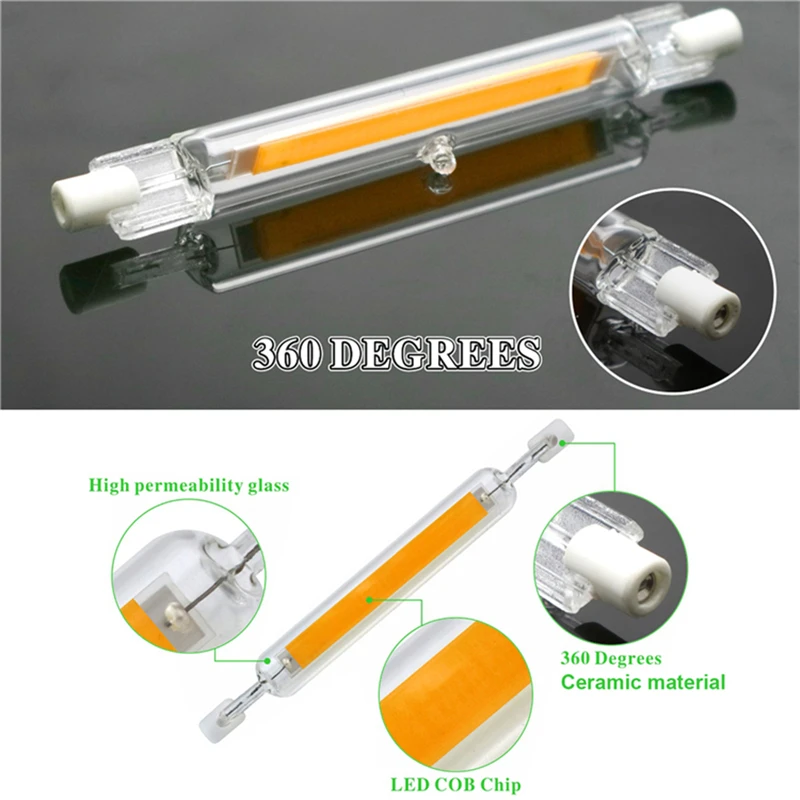 R7S LED 118mm 78mm 밝기 조절 COB 램프 전구 유리관 10W 15W 할로겐 램프 조명 교체 AC 220V 230V R7S 스포트라이트, 할로겐 조명 COB 램프 유리 튜브