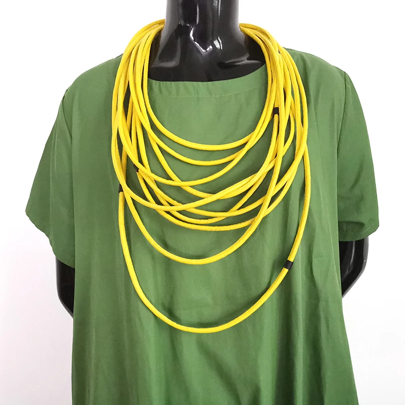 YD& YDBZ Новое желтое кожаное ожерелье женское ожерелье в стиле панк с подвеской Синтетическая кожа ювелирные изделия ручной работы колье воротник готическое ожерелье