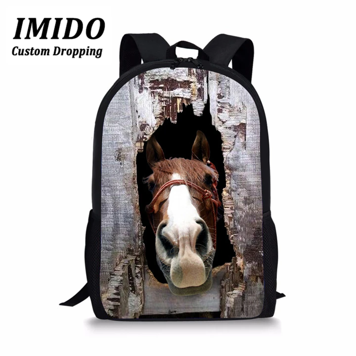 IMIDO школьные ранцы 3D Crazy Horse Печать школьный рюкзак для девочки в консервативном стиле на плечо школьный рюкзак для детей, мальчиков поставки сумка книги - Цвет: WLL6305