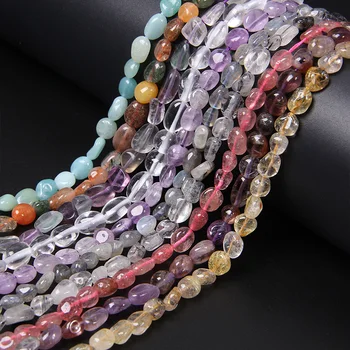 

New 6-8mm Irregular Shape Natural Amethysts Citrines Quartz Aagt Stone Beads for Women Men DIY Jewelry Making Bracelet Necklace