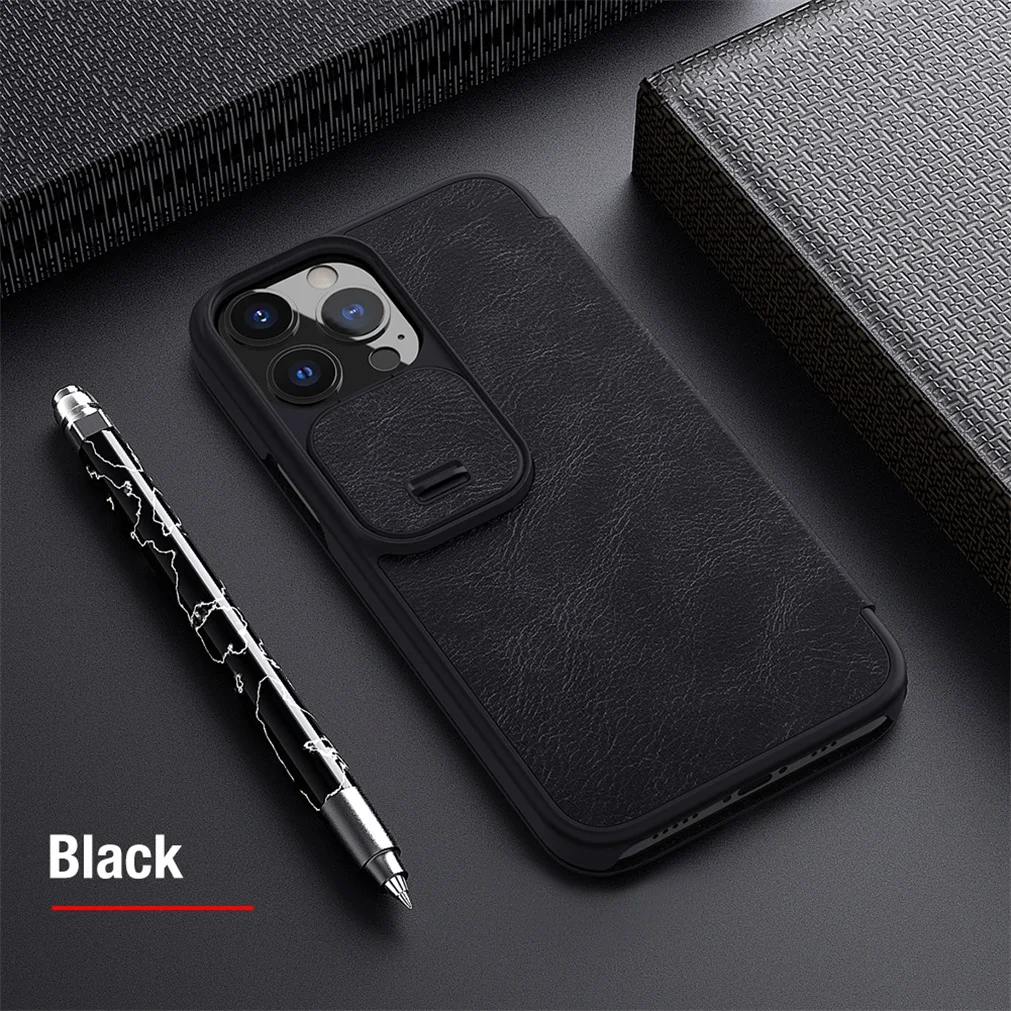 Flip Case For iPhone 13 Pro / 13 Pro Max Nillkin Qin Leather Flip Cover Slide Camera Lens Protection For iPhone13 Book Case apple iphone 13 mini case leather