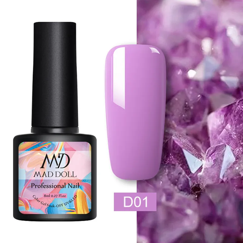 D01 MAD DOLL 8 мл гель лак для ногтей сладкие долговечные цвета личная гигиена лак для ногтей однократный дизайн ногтей DIY Красота гель для дизайна - Цвет: D01