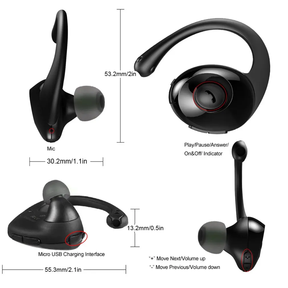 LESHP Snail In-Ear Sport Bluetooth наушники портативная гарнитура шагомер микрофон Функция для профессионального бега