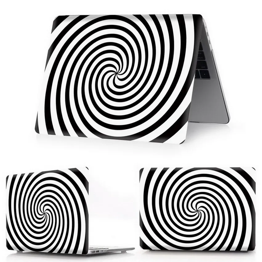 Чехол для ноутбука с принтом для MacBook Air Pro retina 11 12 13 15 для Mac New Pro 13,3 15,4 дюймов с сенсорной панелью+ чехол для клавиатуры - Цвет: hei-bai-xuan-zhuan