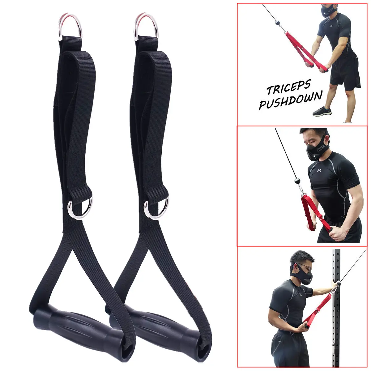 Adjustable Gym Handle Grips Fitness Strap Resistance Bands Exercise Handles For Cable Machines Attachment Home Gym Equipment