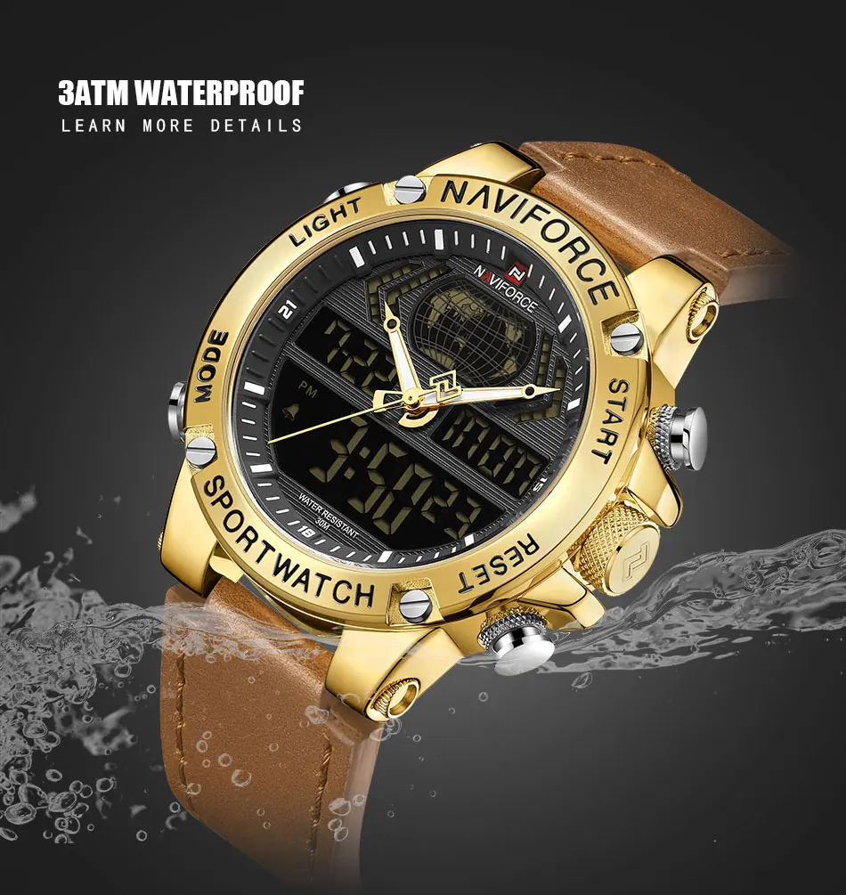 Top Luxury Brand NAVIFORCE Men Watches Casual Waterproof Watch Men Male Gold Clock Leather Quartz Wristwatch Relogio Masculino