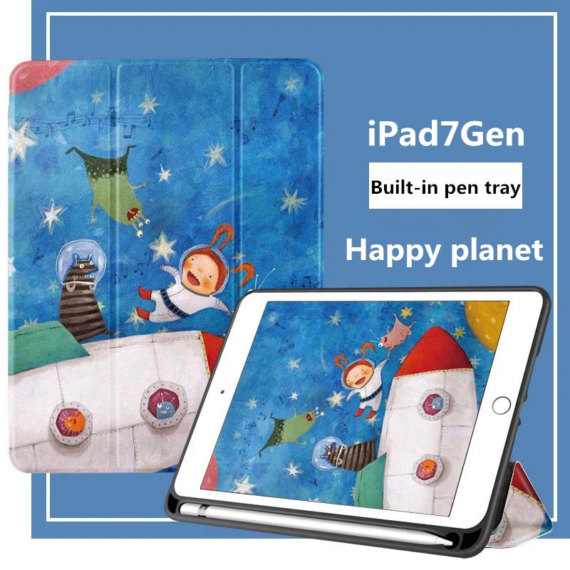iPad 7 happy planet Для Apple iPad 7th 10,2 чехол 7-го поколения для нового iPad 7 10,2 дюймов чехол тонкий флип-чехол Мягкий защитный чехол - Цвет: iPad 7 happy planet