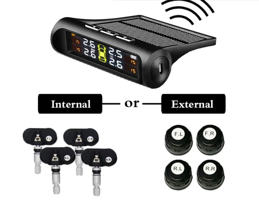 

Car TPMS Tire Pressure Monitoring System Solar Energy TPMS Digital LCD Display Auto Security Alarm Systems