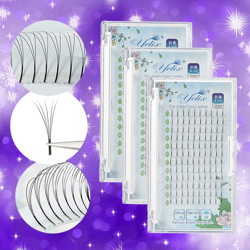 

Yelix Individual Russian Volume Eyelash Extensions 2D 3D 4D 5D 6D Premade Volume Fans Long Stem Cluster Lashes Individual