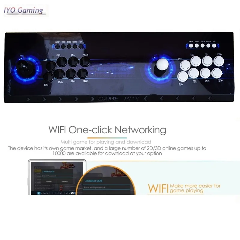US $168.14 IYO Pandora Arcade 3D WiFi 4018 In 1 Full Sanwa Joystick Buttons Controller 168pcs 3D Games Save Function Retro Arcade Console