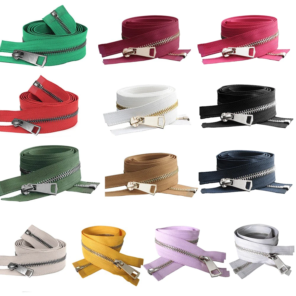 20/30/40/50/60/70/80cm 5# Colorful High Quality Open-End Auto Lock Metal Zipper DIY Handcraft For Clothing Pocket Garment Shoes