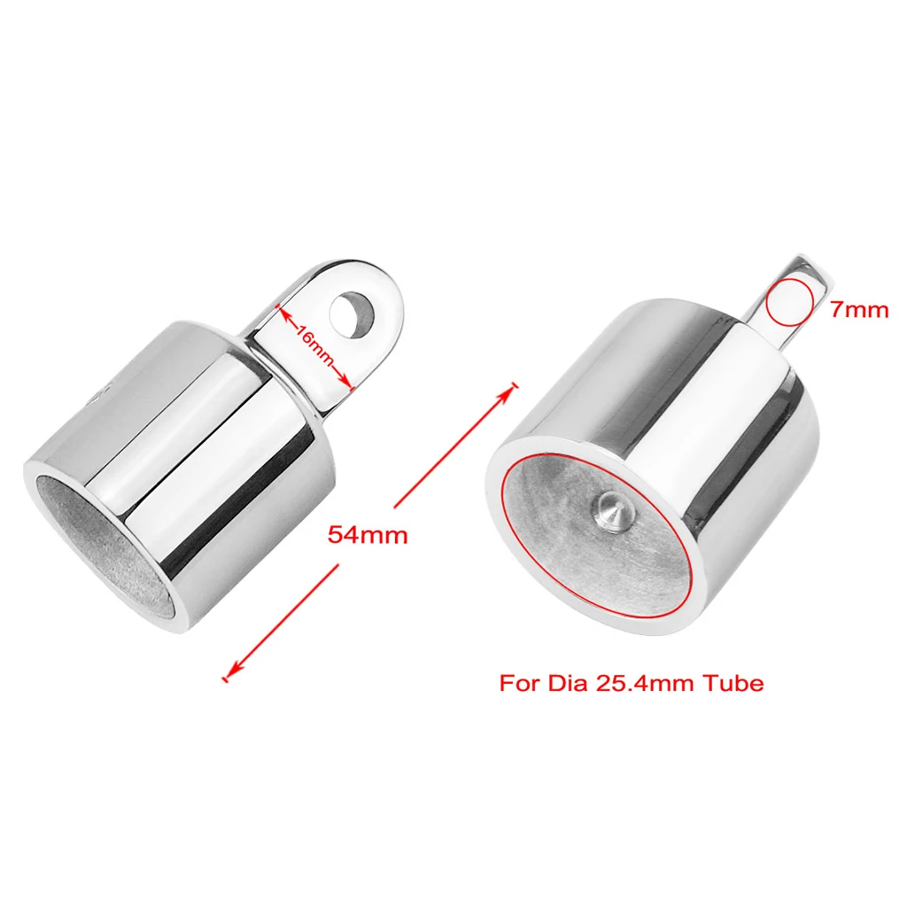2pieces Marine Stainless Steel Eye End Cap Bimini Top Fitting/Hardware 1''