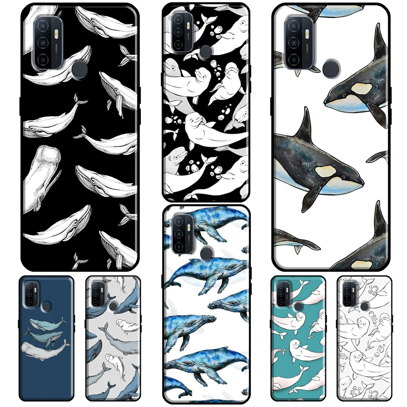 Blue Ocean Whales Pattern Per Oppo A5 A9 A31 A53 2020 A1K A5S A15 A52 A72 A83 A91 F5 F7 Reno 2 Z 4 Pro Custodia Per Telefono