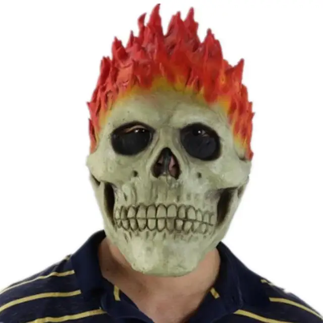Halloween Horror Decoration Full Face Skull Mask/Helmet 2021 Creative Funny Unisex Adults Scary Flame Skeleton Masque Halloween 2