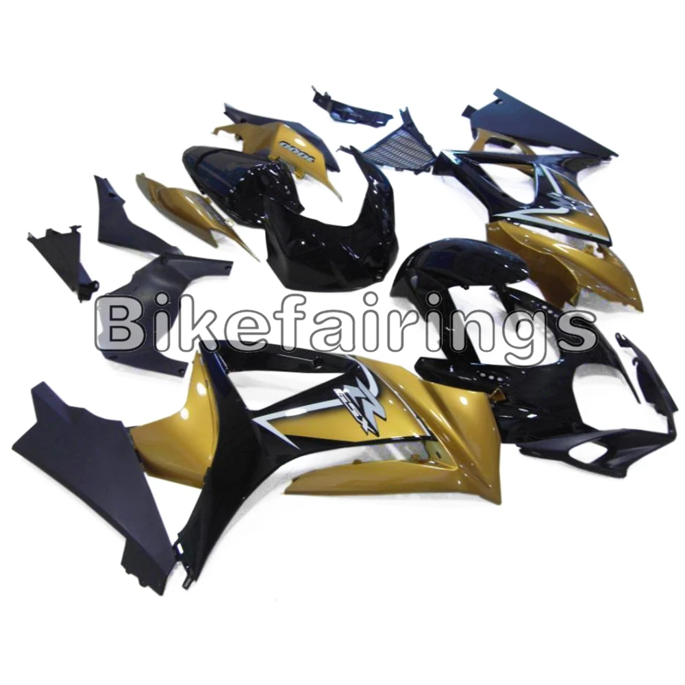 Полный обтекатели для Suzuki GSXR1000 K7 2007 2008 G-SXR1000 07 08 ABS пластиковые детали для мотоцикла кузов блеск для губ на плоской подошве золотистого цвета, черный