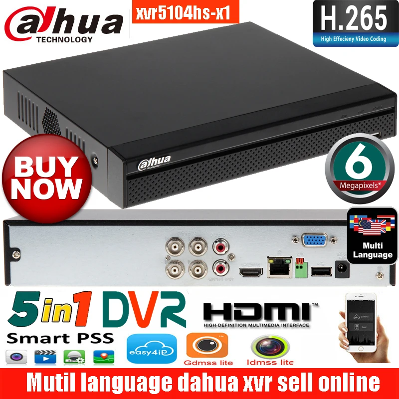 Оригинальный многоязычный видеорегистратор DAHUA 4ch XVR5104HS X1 AHD HD CVI CVBS TCP/IP цифровой с