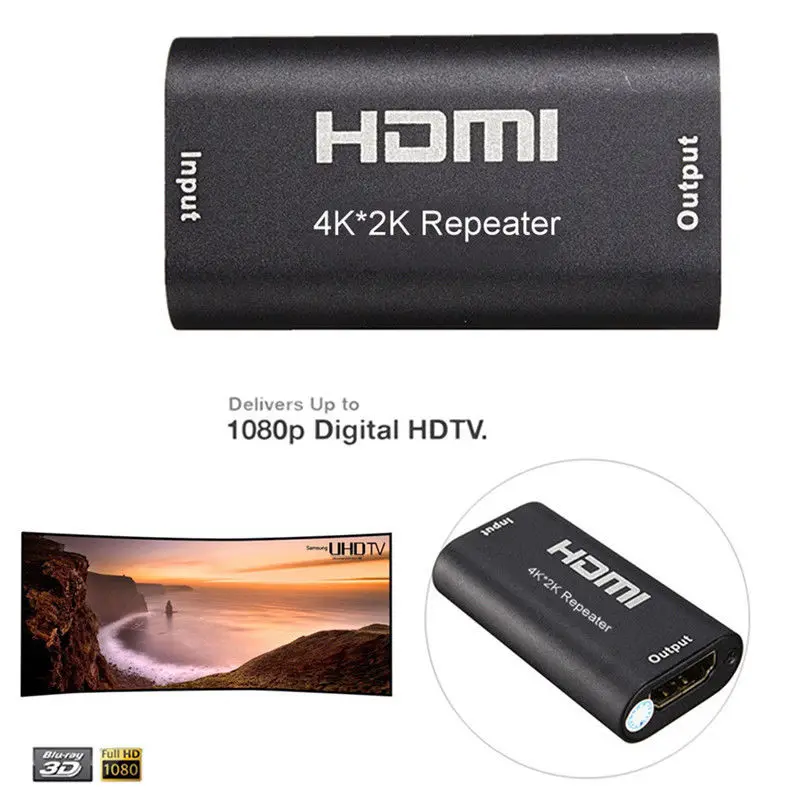 Мини 1080P 4K* 2K hdmi-удлинитель, ретранслятор 3D HDMI адаптер Усилитель сигнала Усилитель 4,95 Гбит/с через сигнал HDTV AH131+ HDMI удлинитель