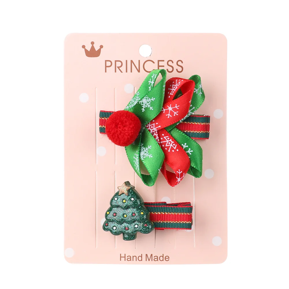 2Pcs Children Girls Shiny Xmas Hair Clips Santa Claus Snowflake Hairpins Cartoon Lovely Hair Accessories Christmas Gifts