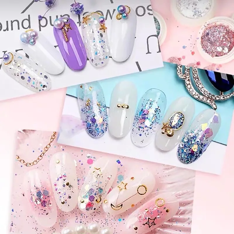 

1 Box Nail Glitter Flakes Sparkly 3D Hexagon Colorful Sequins Spangles Polish Crystal Manicure Nail Art Decorations Beauty Gifts