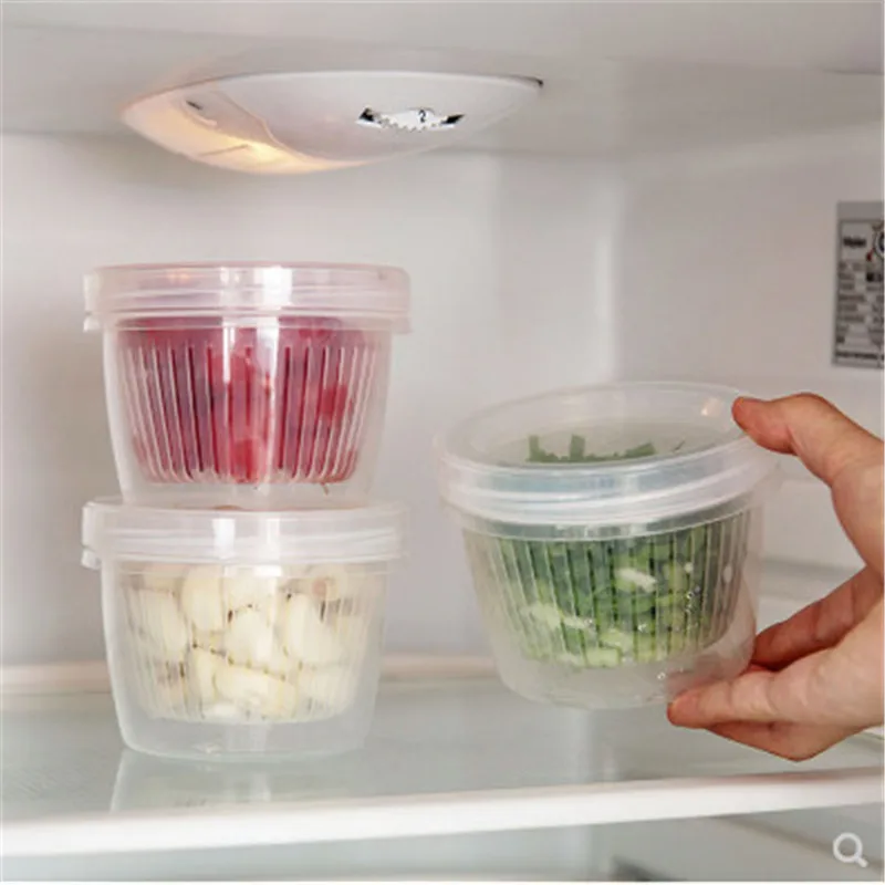Drain Sealed Box For Ginger Garlic Onion Crisper Debris Storage Boxes Kitchen Organizer Refrigerator accessories