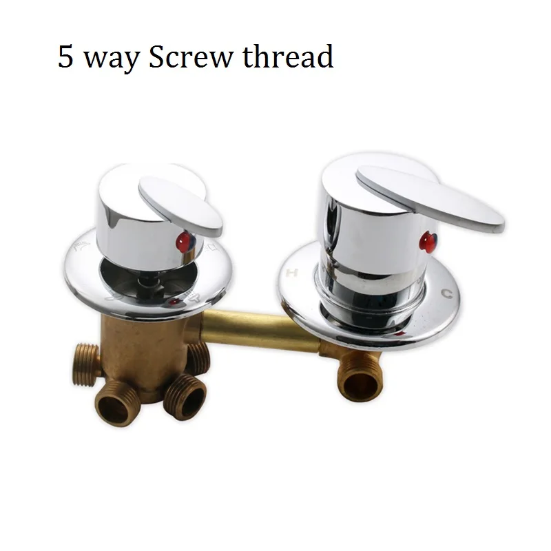 5 ways screw thread MTTUZK 2/3/4/5 способов водоотводная труба с резьбой Межцентровое расстояние 10 см смесительный клапан регулирующий клапан латунный Ванная комната душевой смеситель кран кабины - Цвет: 5 ways screw thread
