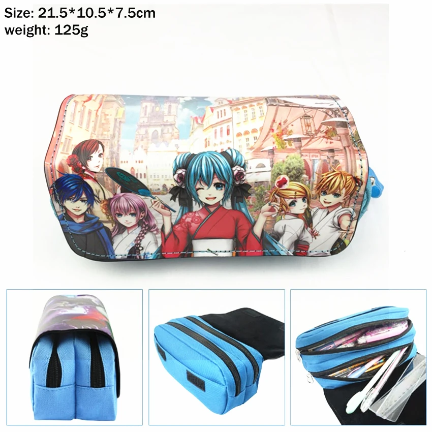 Hatsune Miku чехол для карандашей, Студенческая сумка на молнии для девочек, дорожная сумка для макияжа, мультипликационные многофункциональные сумки, косметичка, канцелярские принадлежности