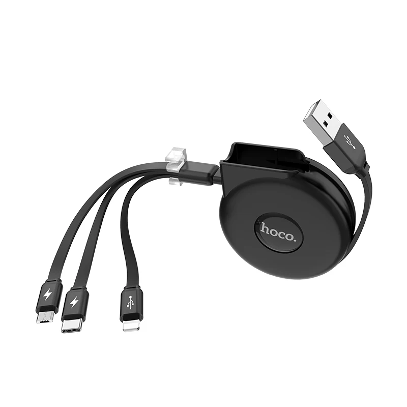 HOCO U50, 10 шт./лот,, 1 м, три в одном, USB кабель для iPhone, кабель типа C, микрокабель для samsung, USB C кабель