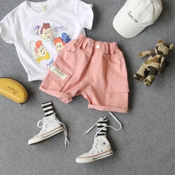 

90-130cm height new 2020 summer boys fashion style patchwork letter short pant kids summer pant