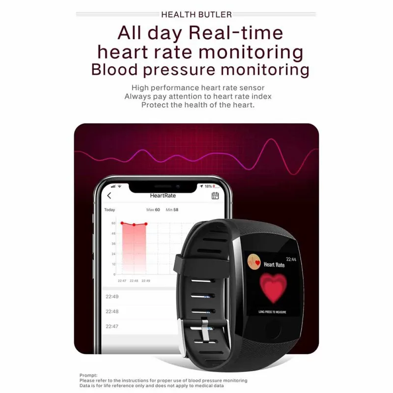 Q11 Smart Watch Waterproof Fitness Bracelet Big Screen Message Remind Heart Rate Time Smartband Activity Tracker