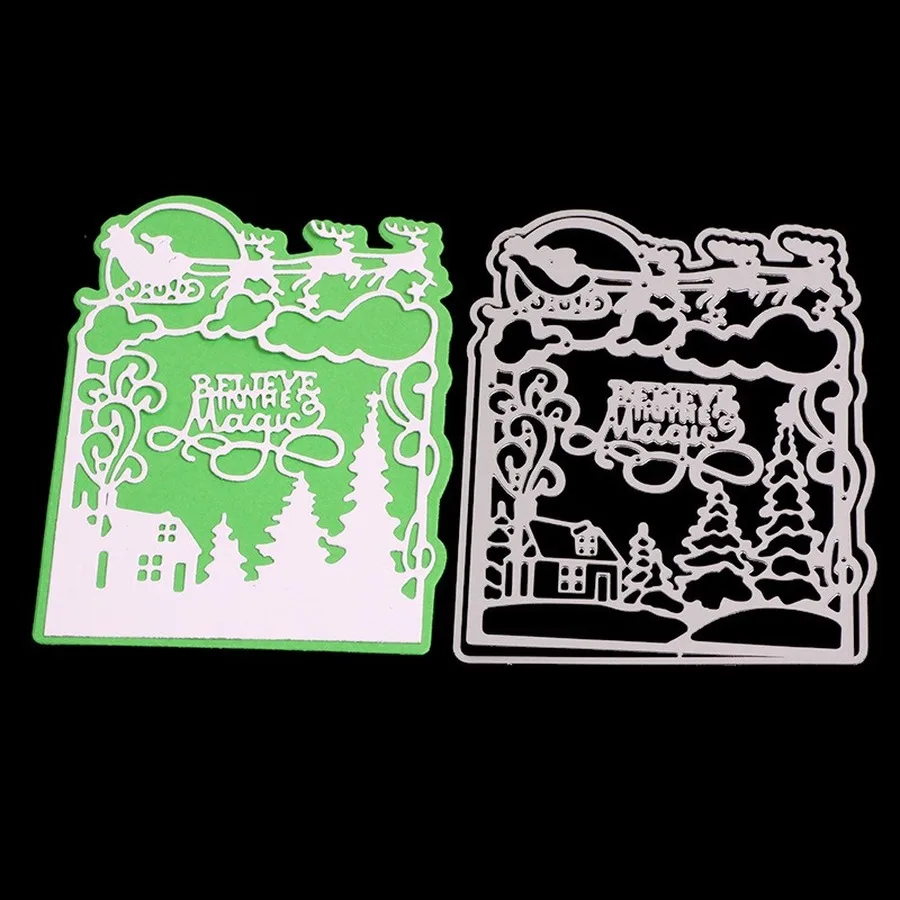 

Christmas Tree House Santa Claus Deer Metal Cutting Dies Kscraft Die Cuts for Card Making Scrapbooking Christmas Album Decors