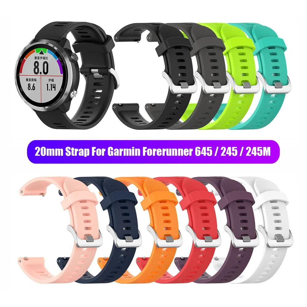 Классические яркие силиконовые часы браслет 20 мм ремешок для Garmin Forerunner 645 245 245M Vivoactive 3
