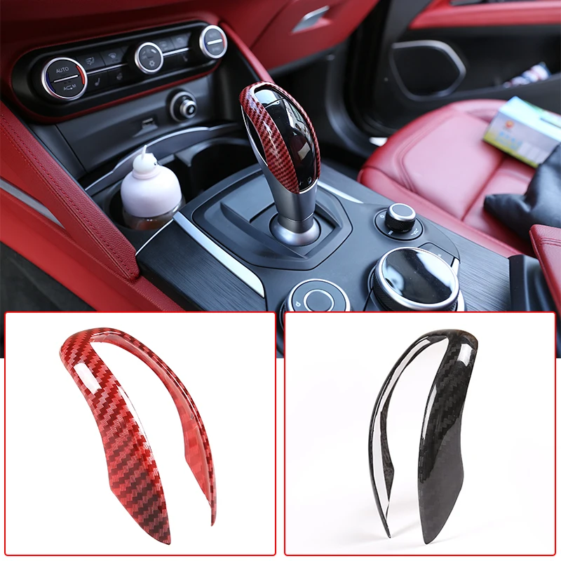 

Carbon Fiber Car Gear Shift Head Cover Trim Sticker Red ABS For Alfa Romeo Giulia Stelvio 2017-2019 Auto Accessories Interior