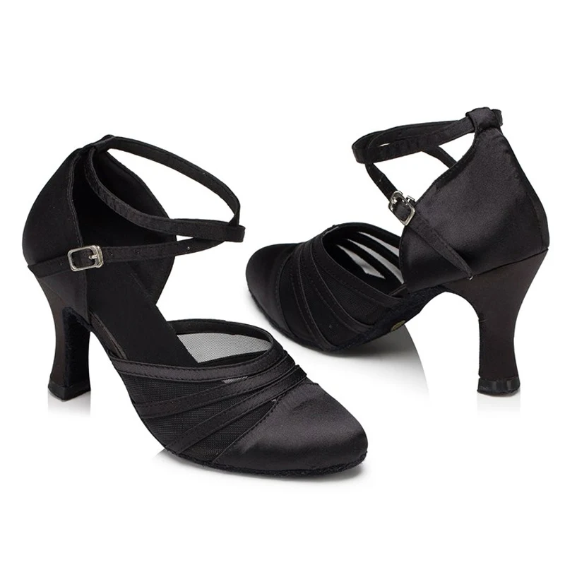 HROYL Women Latin Dance Shoes For Girls Ladies Indoor Ballroom Tango Dancing Shoes 10/8.5/7.5/6/5CM Heels Wholesaler 3